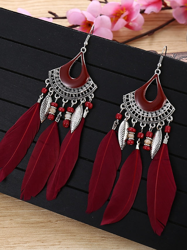 Women's Earrings Textured Street Pure Color Earring / White / Red / Blue / Khaki / Fall - LuckyFash™