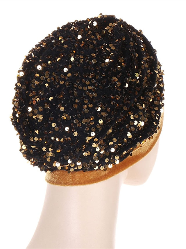Velvet Sequins Turban Caps For Women Muslim Headscraf Bonnet Femme Musulman Islamic Head Wraps African Indian Hat Protective Hair Cover - LuckyFash™