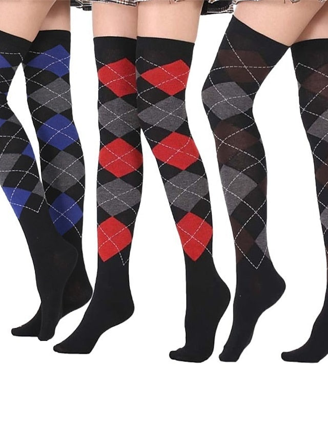 Women's Stockings Work Daily Holiday Plaid Polyester Cotton Simple Casual Lolita Casual Cute Casual / Daily 1 Pair - LuckyFash™