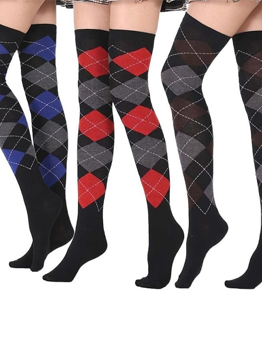 Women's Stockings Work Daily Holiday Plaid Polyester Cotton Simple Casual Lolita Casual Cute Casual / Daily 1 Pair - LuckyFash™