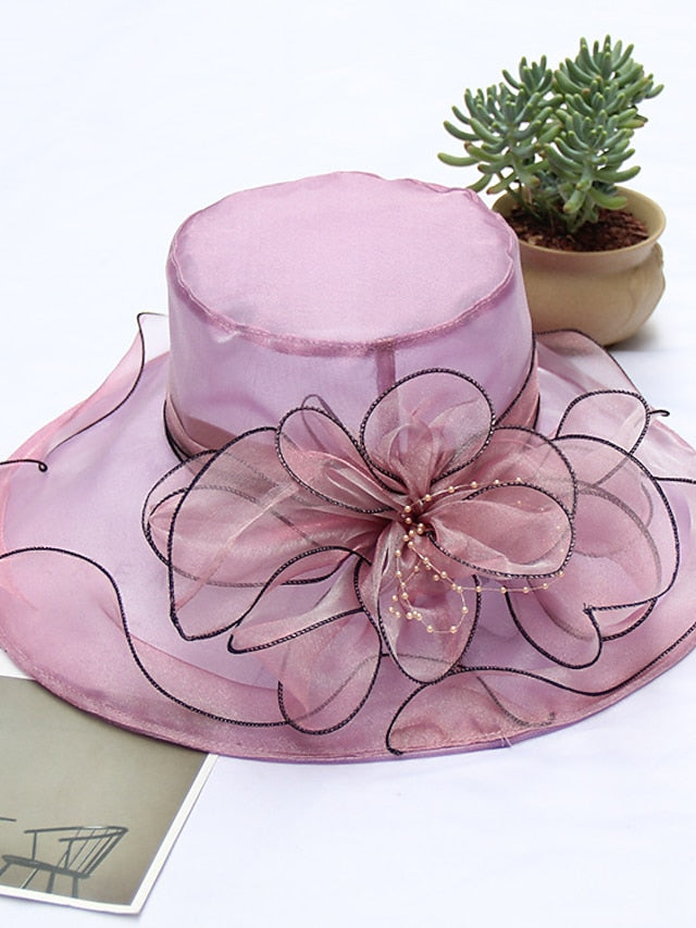 Women's Party Hat Party Wedding Special Occasion Flower Solid Color Wine Black Hat / White / Fall / Winter / Spring / Summer - LuckyFash™