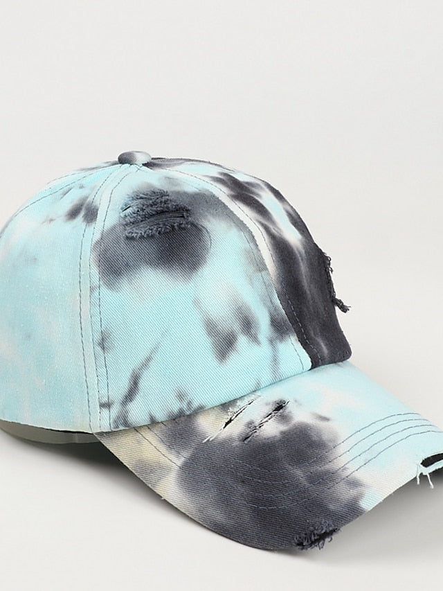 Hole Style New Tie Dye Irregular Gradient Baseball Cap Men's And Women's Colorful Cap Outdoor Sun Protection Adjustable Hat - LuckyFash™