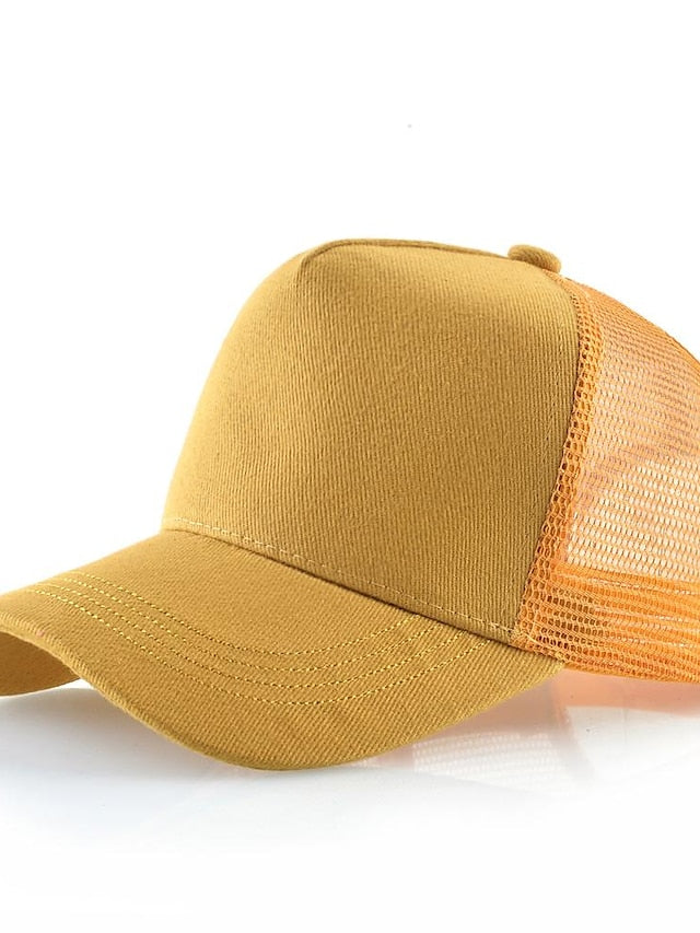 solid color cotton baseball cap european and american retro mesh cap peaked cap trucker hat men's spring and autumn simple tennis cap - LuckyFash™