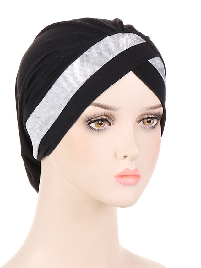 Women Turban Hat Cross Head Wrap Islamic Hijab Cap Solid Color Soft Headscarf Fashion Muslim Hats Scarf High Quality Hair Care Cap - LuckyFash™