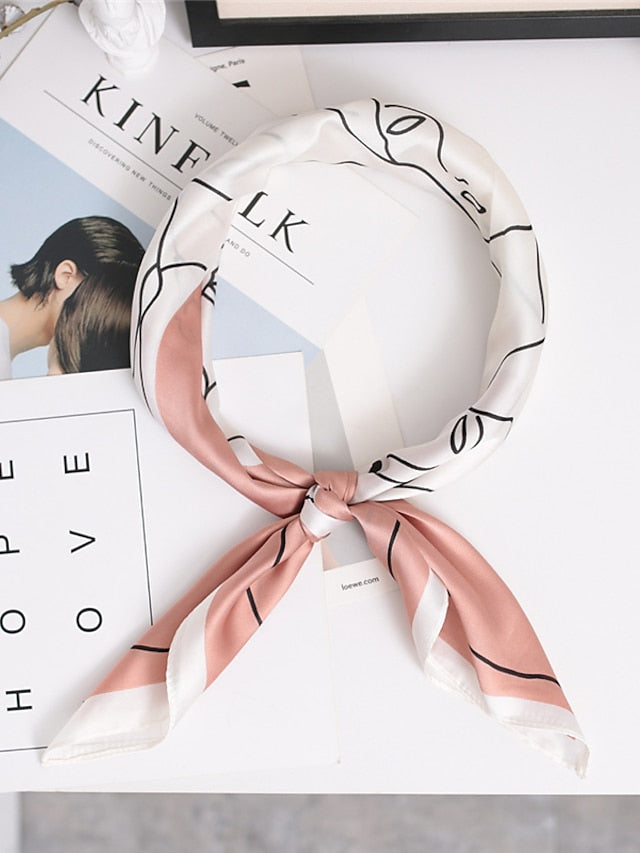 Square Scarf Infinity Scarf Date Work Outdoor White Pink Scarf Color Block for Women - LuckyFash™