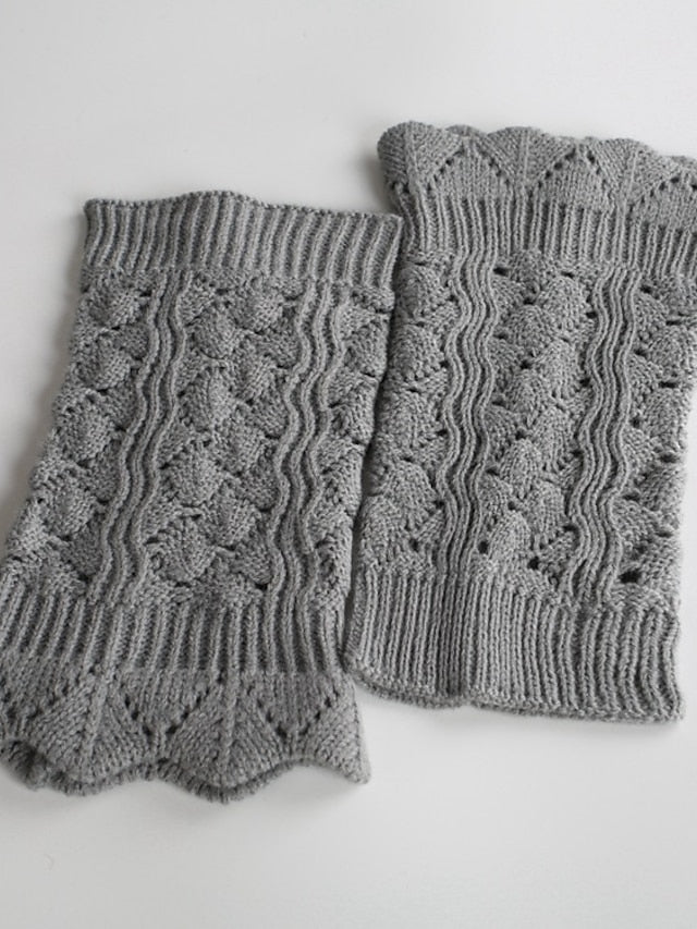 Leg Warmers Boot Cuffs Home Daily Solid Color Knit Casual Boho / Bohemian Warm 1 Pair for Women - LuckyFash™