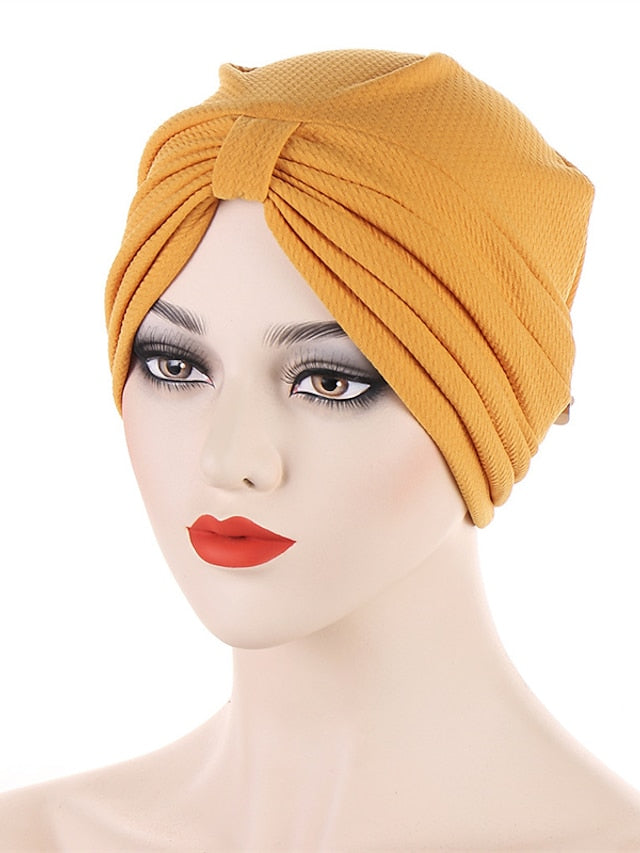 Fashion Solid Color Women Muslim Headscarf Top Knotted Turban Hat Sleep Hat Inner Hijab Bonnet Femme Round Head Cover Headwrap - LuckyFash™