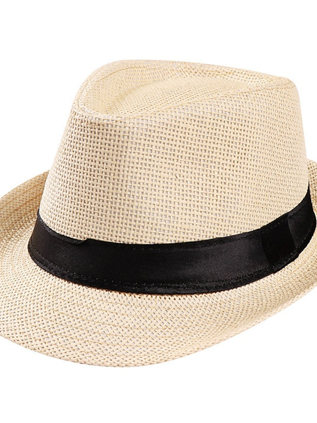 Unisex Sunhat Women Men Fashion Summer Casual Trendy Beach Sun Straw Jazz Band Hat Cowboy Fedora Hat - LuckyFash™