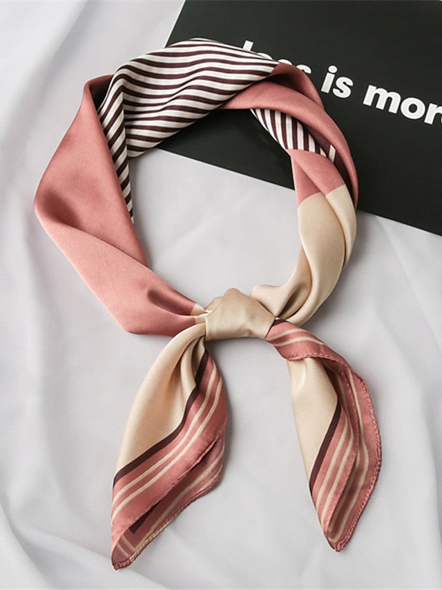 Women's Square Scarf Party Dailywear Holiday Blue Pink Scarf Color Block Stripe - LuckyFash™
