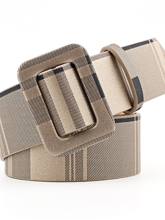 Women's Unisex PU Buckle Belt PU Leather Sliding Buckle Plain Casual Classic Party Daily Black Brown Yellow Beige - LuckyFash™