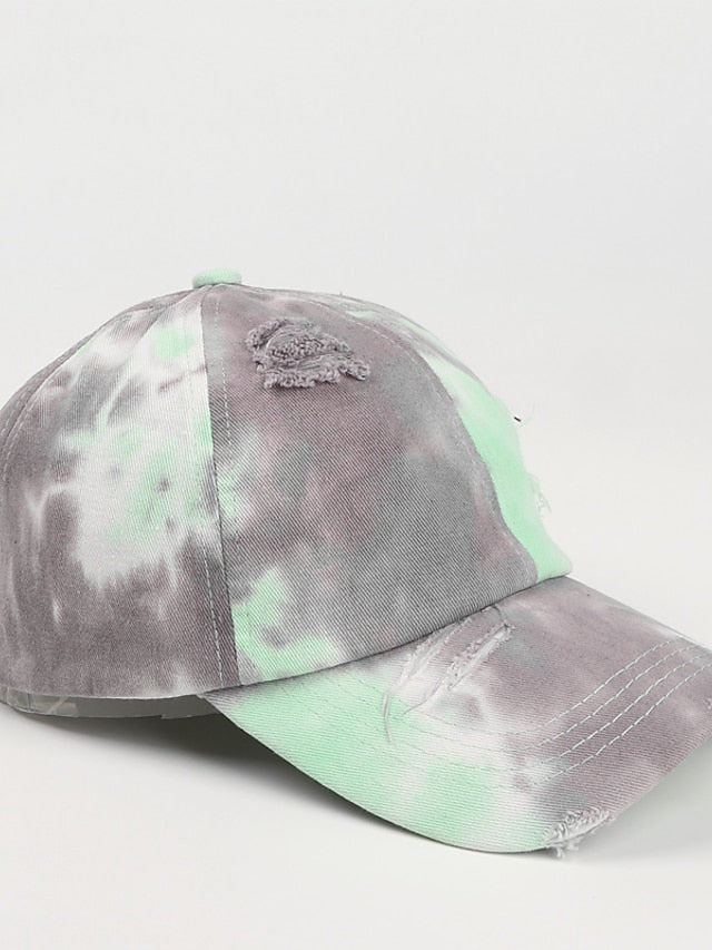Hole Style New Tie Dye Irregular Gradient Baseball Cap Men's And Women's Colorful Cap Outdoor Sun Protection Adjustable Hat - LuckyFash™