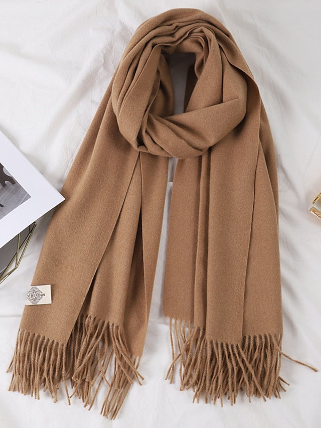 Women's Women's Shawls & Wraps Party Black Scarf Pure Color / Basic / Red / Fall / Winter / Polyester - LuckyFash™