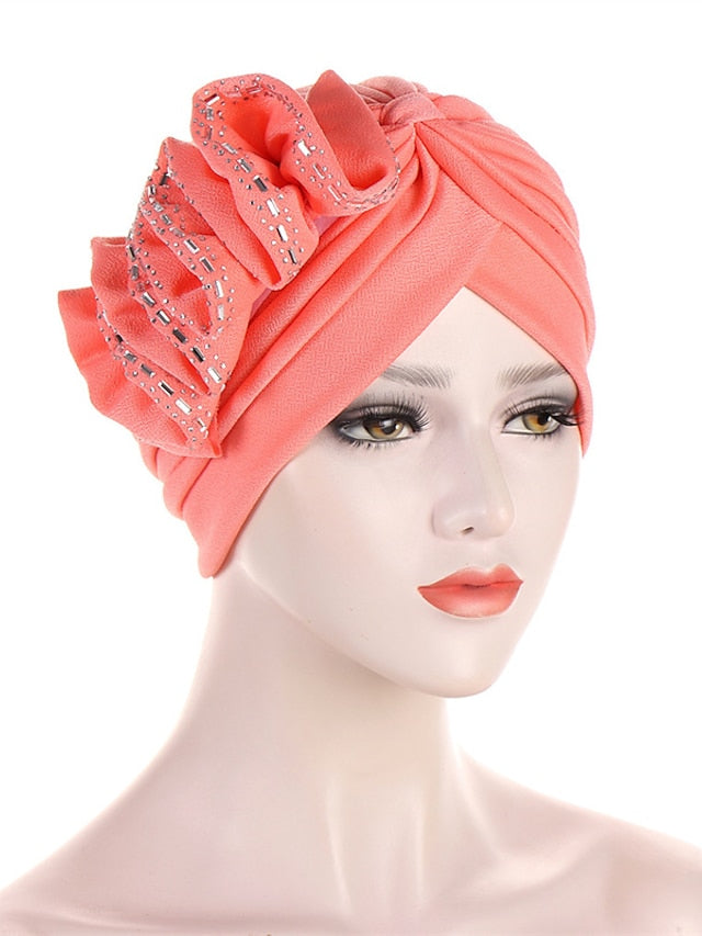 Lastest Flower Turban Bonnet for Women Muslim Hijab Headscarf Cap Wedding Party Headwear Turbante African Headtie - LuckyFash™