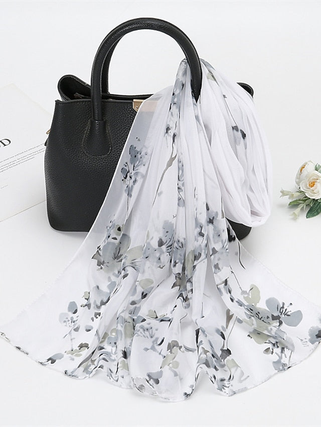 Spring Summer Fashion Floral Thin Style Chiffon Shawl Scarf Lady Print Soft Holiday Beach-up Wrap 150*50Cm - LuckyFash™