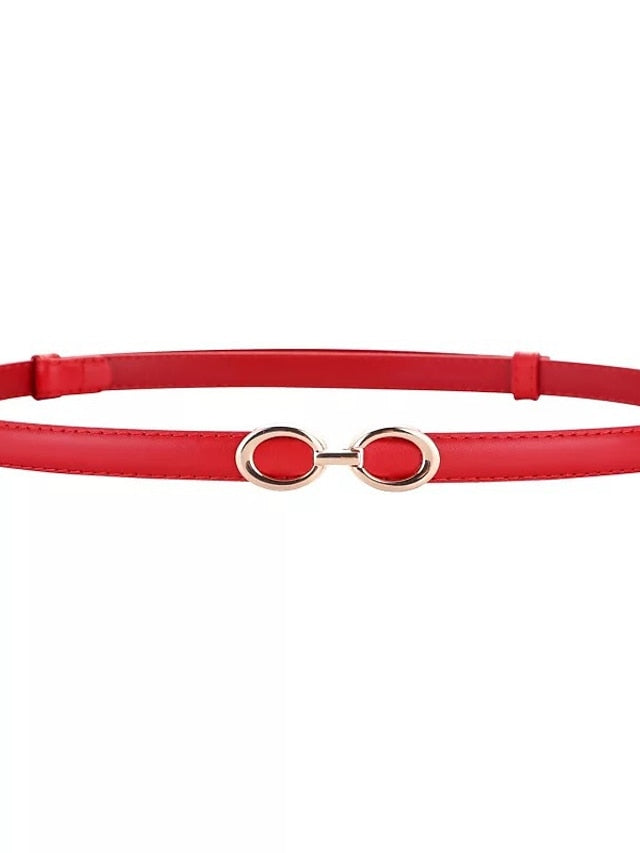 Women's Belt Genuine Leather Wine Red White Black Dark Green khaki Buckle Vacation Dress Work Solid Color - LuckyFash™