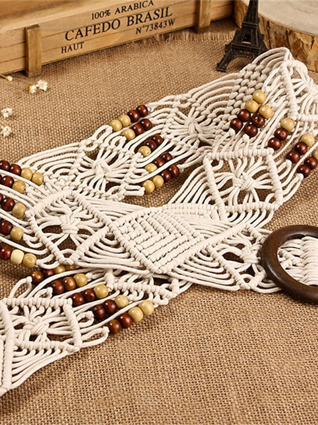 Women's Belt Wood Brown Beige Wide Belt Outdoor Street Daily Holiday Pure Color / Spring / Summer / Fall / Winter - LuckyFash™