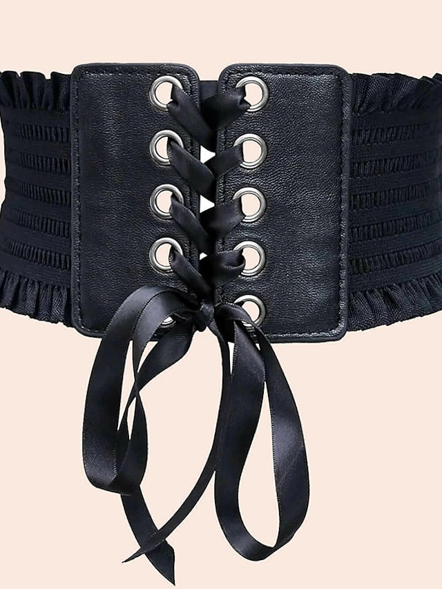 Women's Unisex Corset Belt PU Leather Polyester Buckle Free Plain Casual Classic Party Daily Black - LuckyFash™
