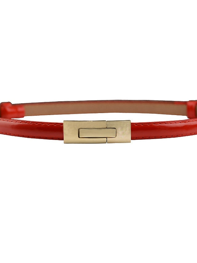 Women's Skinny Belt Party Street Dailywear Holiday Gold Silver Belt Pure Color Blue Fall Winter Spring Summer - LuckyFash™