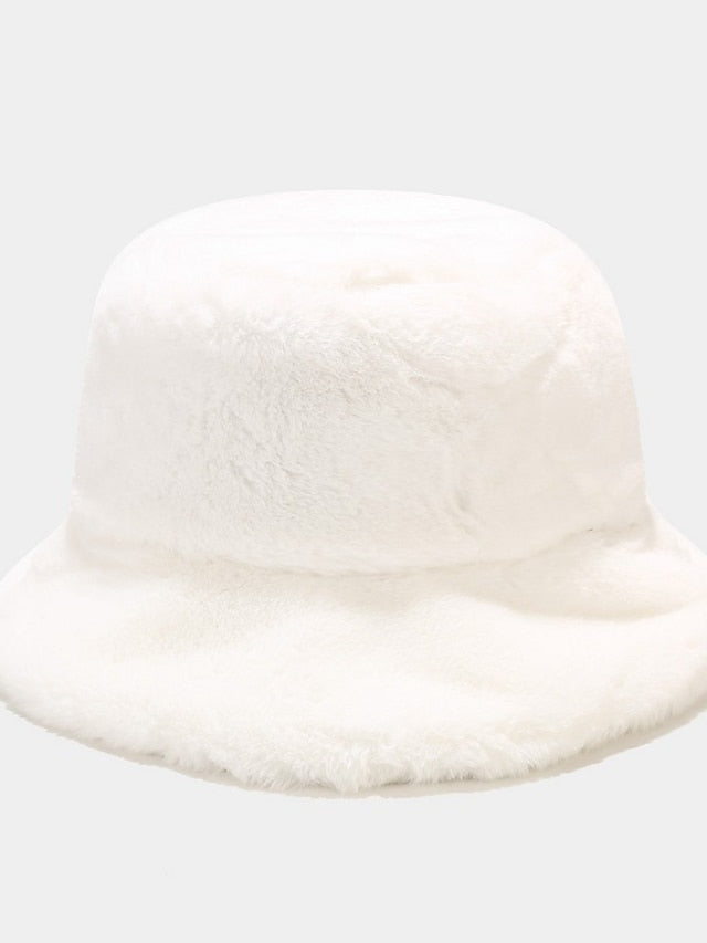 Winter Solid Fur Fluffy Bucket Hats Women Outdoor Warm Sun Hat Soft Furry Fisherman Cap Girl Fashion Panama Cap - LuckyFash™