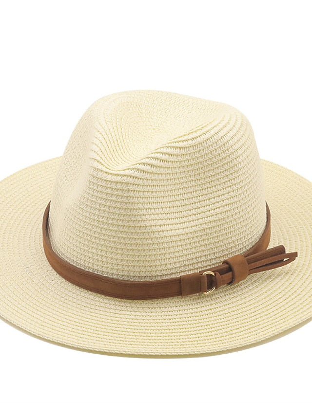 New Summer Straw Sun Hat Women Wide Brim Summer Outing Sun Visor Holiday Cool Hat Seaside Beach Sunscreen Hat Lady Jazz Hat - LuckyFash™