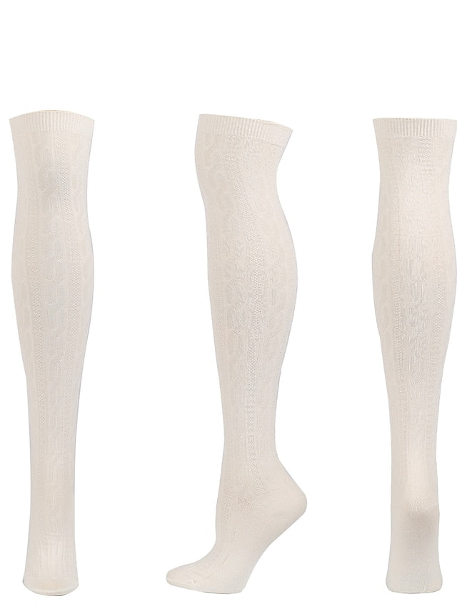 Women's Knee High Socks Home Daily Solid Color Polyester Spandex Basic Classic Warm 1 Pair - LuckyFash™
