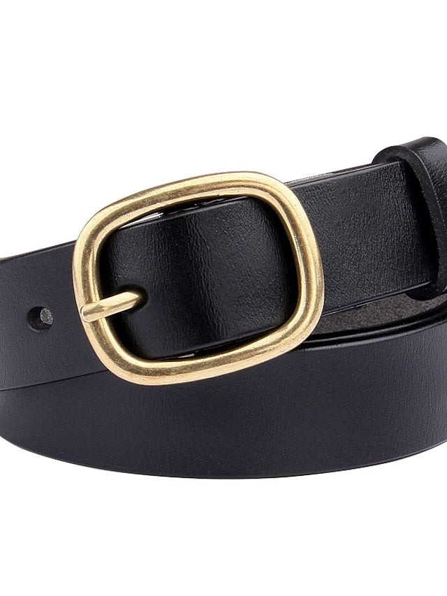 Women's Leather Belt Genuine Leather Cowhide Prong Buckle Geometric Formal Classic Daily Work Black Wine Brown Coffee - LuckyFash™