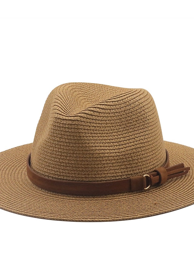 New Summer Straw Sun Hat Women Wide Brim Summer Outing Sun Visor Holiday Cool Hat Seaside Beach Sunscreen Hat Lady Jazz Hat - LuckyFash™