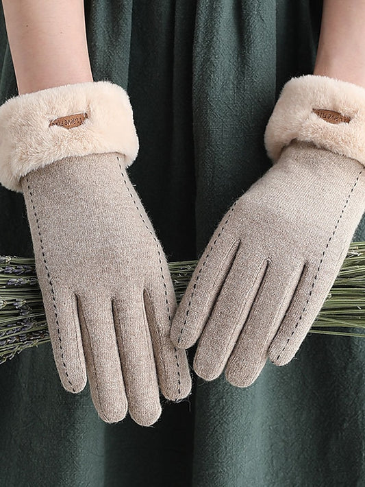 Women's Gloves Warm Winter Gloves Daily Holiday Stitching Lace Acrylic Fibers Simple 1 Pair - LuckyFash™