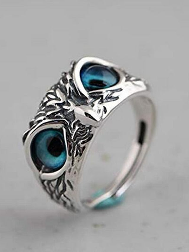 1PC Ring Adjustable Ring For Men's Women's AAA Cubic Zirconia Blue Daily Holiday Alloy Classic Owl - LuckyFash™