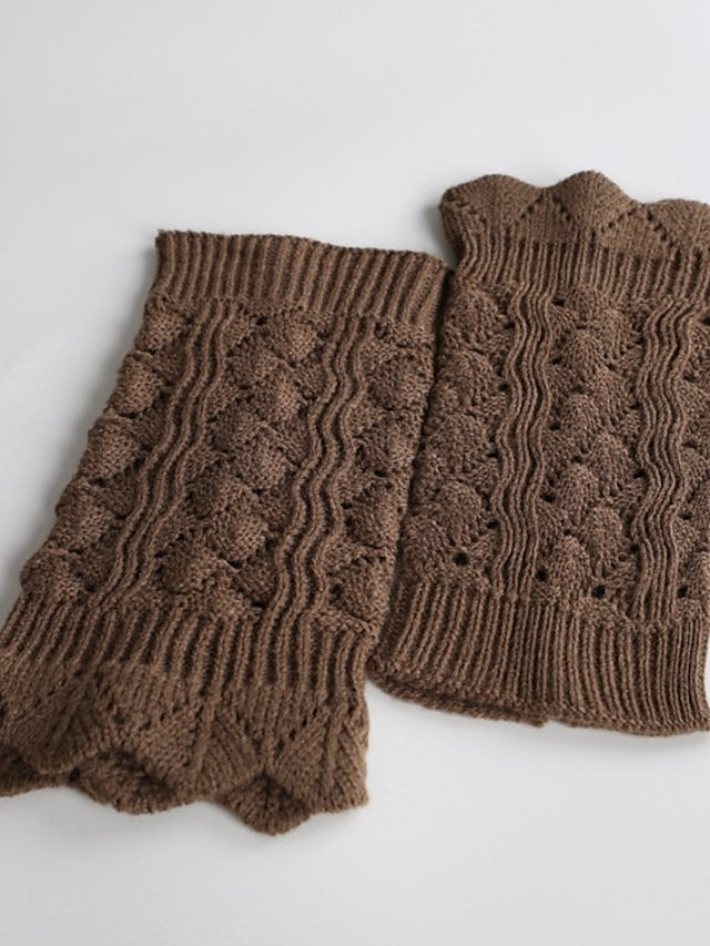 Leg Warmers Boot Cuffs Home Daily Solid Color Knit Casual Boho / Bohemian Warm 1 Pair for Women - LuckyFash™