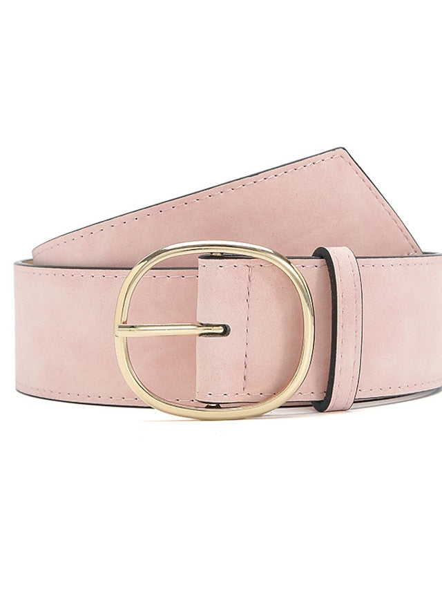 Women's Unisex PU Buckle Belt PU Leather Prong Buckle O-ring Classic Casual Party Work Black White Pink Red - LuckyFash™