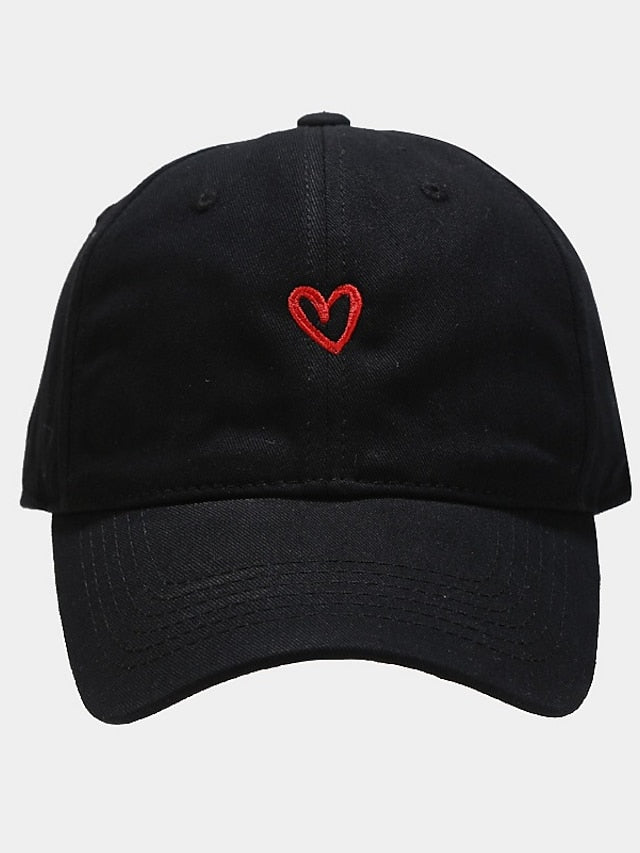 Cotton Baseball Caps Unisex Casual Sunhat Heart Embroidery Man Women Summer Hat Outsport Daily Duck Tongue Cap Couple Sun Visor - LuckyFash™