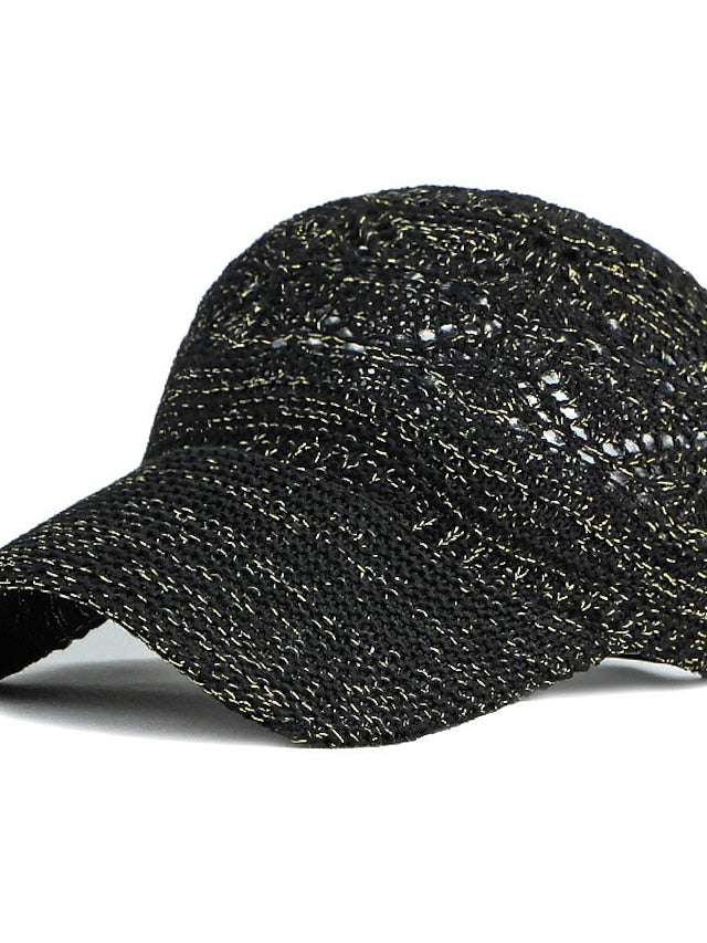 Glossy Ladies Knitting Sun Hat Summer Outdoor Hollow Mesh Breathable Sunshade Hats New Fashion All-Match Lady Baseball Hat - LuckyFash™
