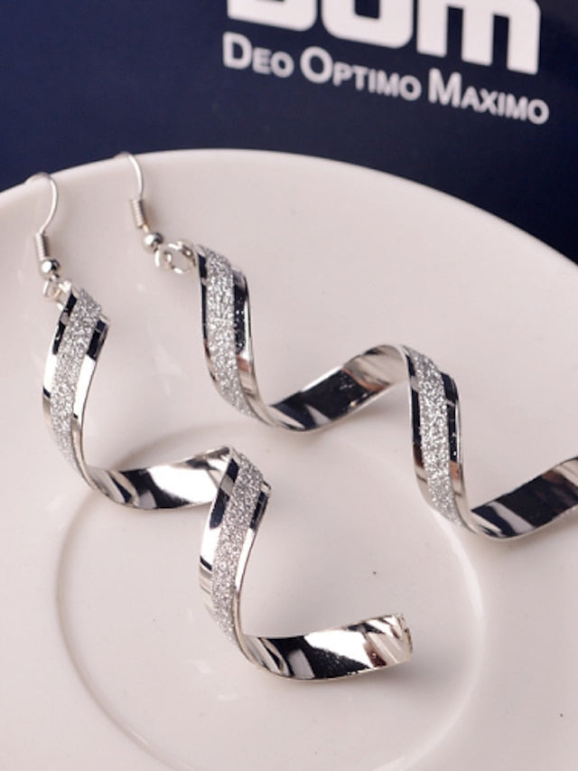 Drop Earrings Dangle Earrings For Women's Party Wedding Casual Alloy Wave Gold Silver - LuckyFash™