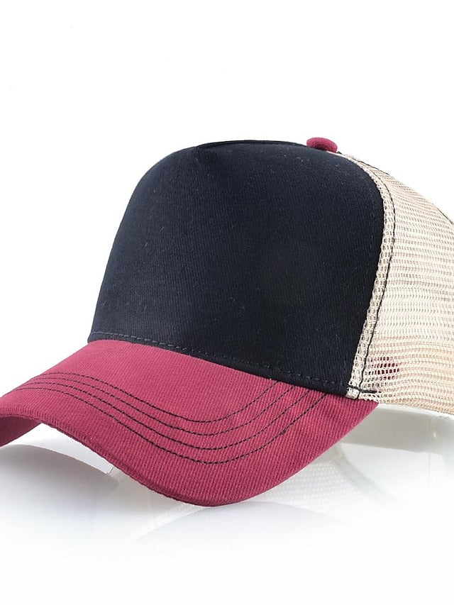 solid color cotton baseball cap european and american retro mesh cap peaked cap trucker hat men's spring and autumn simple tennis cap - LuckyFash™
