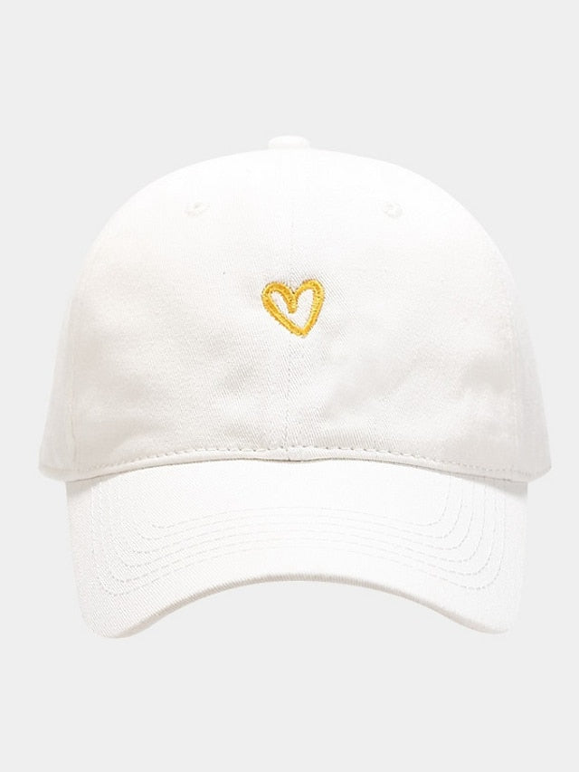 Cotton Baseball Caps Unisex Casual Sunhat Heart Embroidery Man Women Summer Hat Outsport Daily Duck Tongue Cap Couple Sun Visor - LuckyFash™