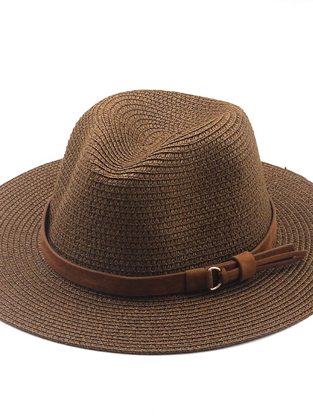 New Summer Straw Sun Hat Women Wide Brim Summer Outing Sun Visor Holiday Cool Hat Seaside Beach Sunscreen Hat Lady Jazz Hat - LuckyFash™