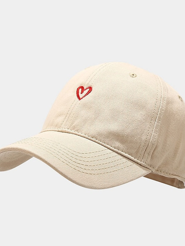 Cotton Baseball Caps Unisex Casual Sunhat Heart Embroidery Man Women Summer Hat Outsport Daily Duck Tongue Cap Couple Sun Visor - LuckyFash™