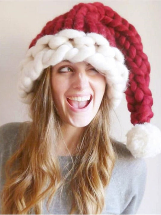 Women's Beanie / Slouchy Christmas Party Dailywear Knitted Pure Color Red Green Hat - LuckyFash™