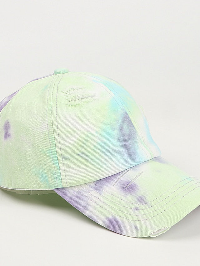 Hole Style New Tie Dye Irregular Gradient Baseball Cap Men's And Women's Colorful Cap Outdoor Sun Protection Adjustable Hat - LuckyFash™