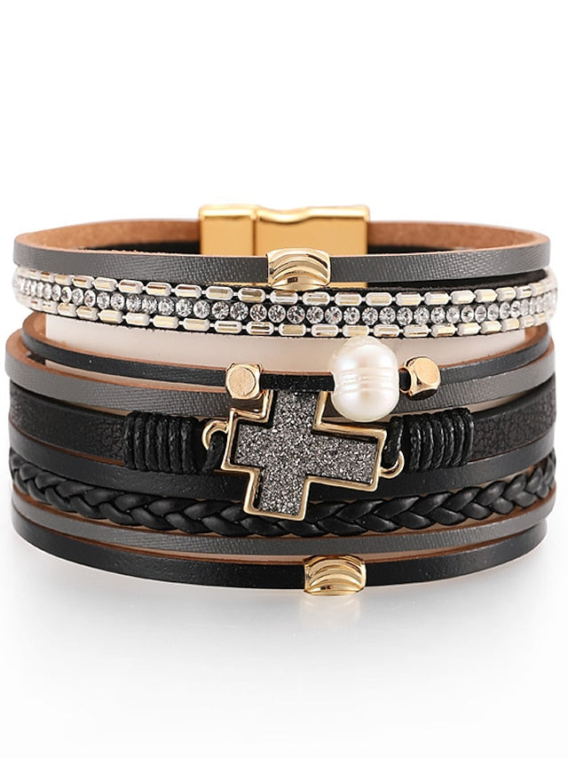 Loom Bracelet Plaited Wrap Cross Weave Bohemian Leather Bracelet Jewelry 1# / 2# / 3# For Beach for Women - LuckyFash™