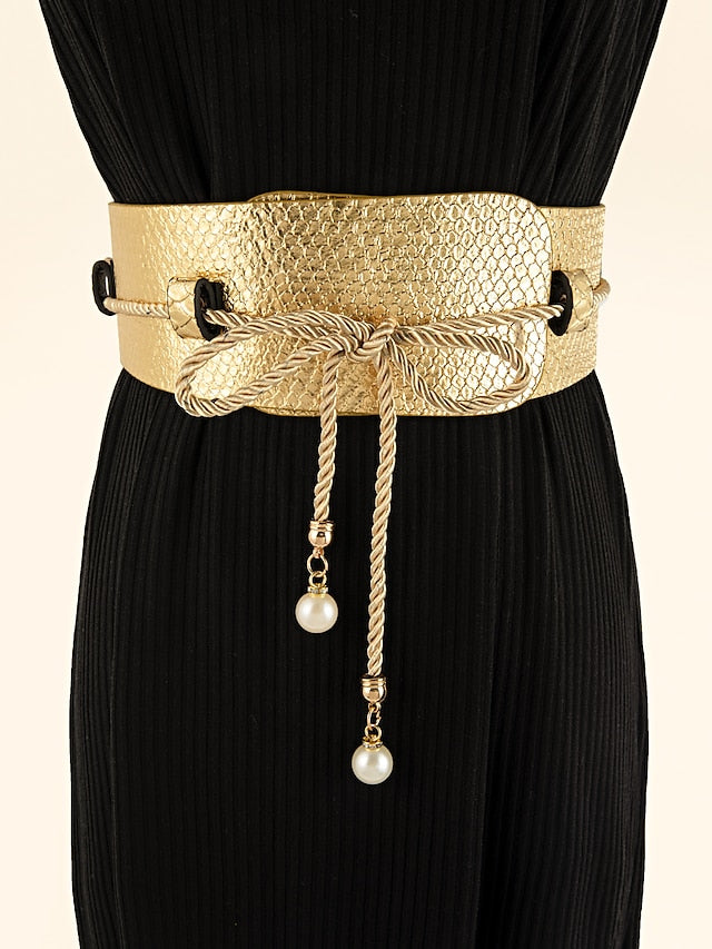 Women's Wide Belt Party Wedding Street Daily Gold Belt Pure Color Work Fall  Winter Spring Summer - LuckyFash™
