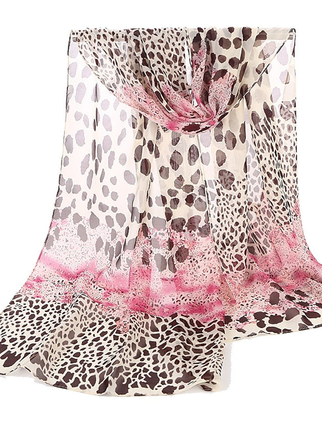 Women'S Korean Version Of Leopard Print Patchwork Chiffon Scarf Scarf - LuckyFash™