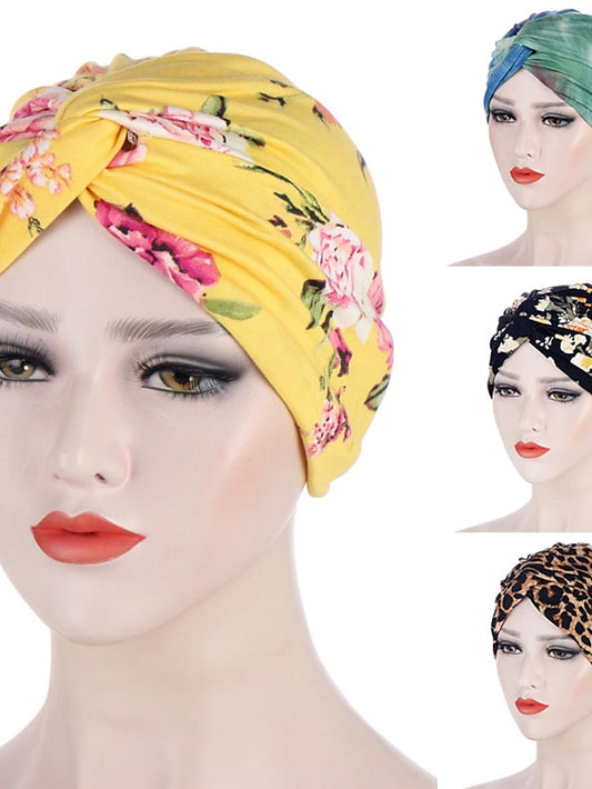 Women Muslim Daily Turban Folding Cross Knotted Hair Scarf Elastic Head Wrap Headwear Bandanas Lady Hair Hats Beanie Hair Loss Accessories - LuckyFash™