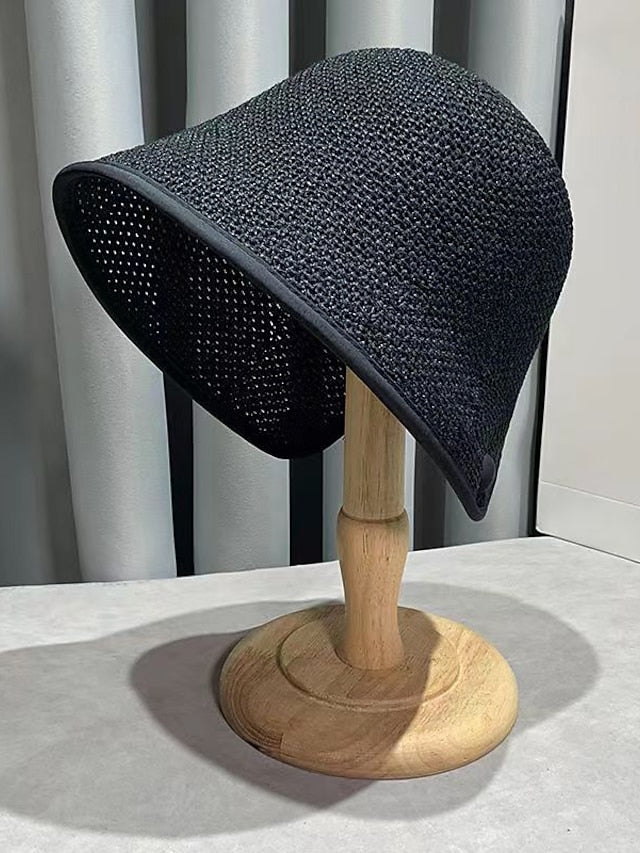 New Women Black Khaki Solid Bucket Hat Bob Caps Fashion Summer Panama Cap Beach Sun Fishing Shopping Boonie Hat Ladies Cap - LuckyFash™