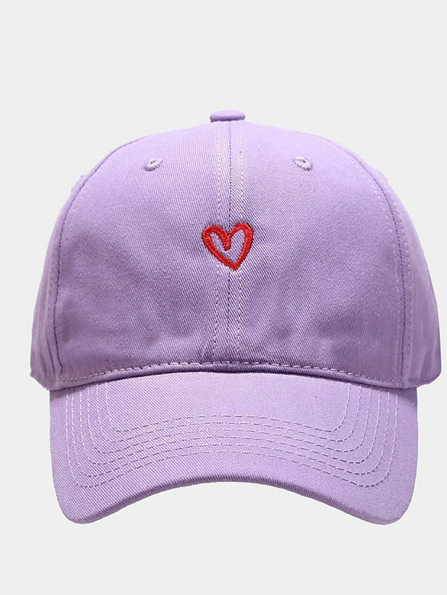 Cotton Baseball Caps Unisex Casual Sunhat Heart Embroidery Man Women Summer Hat Outsport Daily Duck Tongue Cap Couple Sun Visor - LuckyFash™