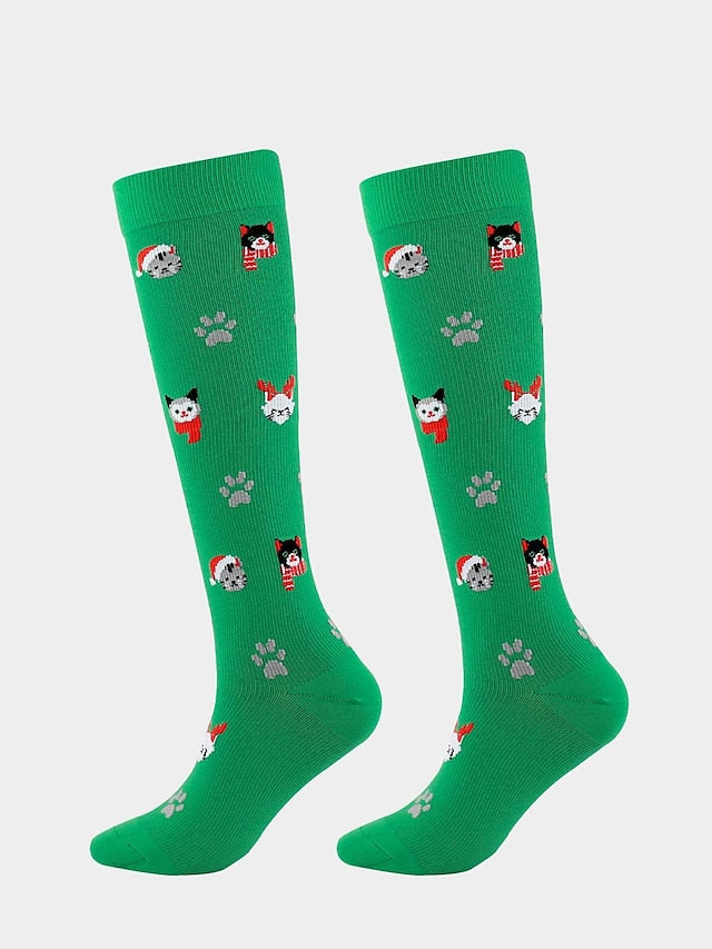 Unisex Knee High Socks Christmas Gift Cycling / Bike Multi Color Spandex Nylon Sporty Casual Classic Warm Cute Sports 1 Pair - LuckyFash™