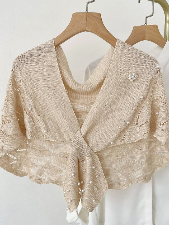 Casual Knitted Fake Collars for Women's Hollow Out Blouse Tops Shoulder Wraps Shawls Detachable False Collar Windproof Shawl - LuckyFash™