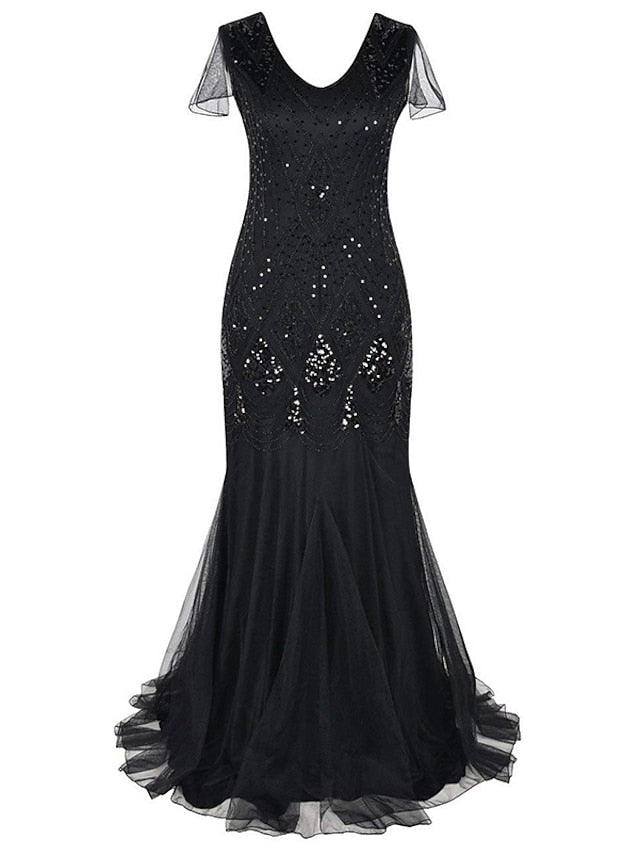 Women‘s Lace Dress Bodycon Vintage Dress Long Dress Maxi Dress Burgundy Dark Green Blue Black Sleeveless Plain Sequins Winter Fall Spring V Neck Fashion Evening Party 2023 Style S M L XL 2XL 3XL - LuckyFash™