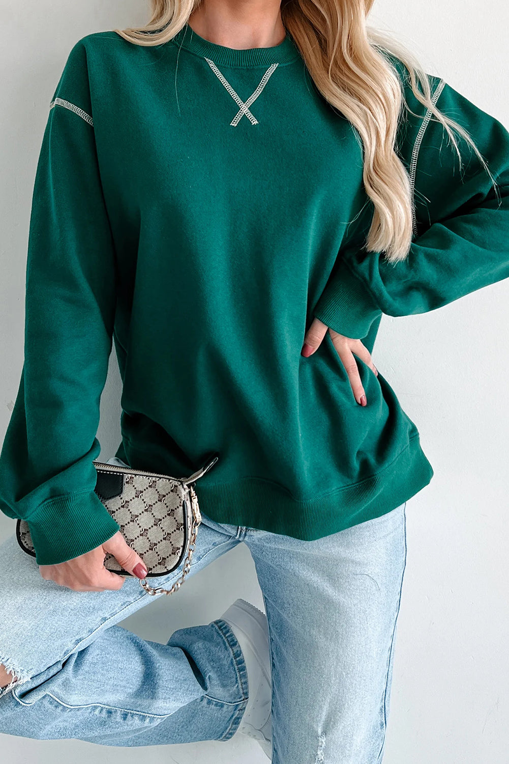 Skobeloff Contrast Stitched Detail Oversized Crewneck Sweatshirt